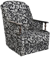 Кресло мягкое Асмана Анна с деревянными подлокотниками (рогожка завиток черный) - 