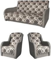 Комплект мягкой мебели Асмана Дачник-1 (рогожка вензель коричневый/рогожка беж) - 