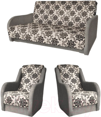 Комплект мягкой мебели Асмана Дачник-1 (рогожка вензель коричневый/рогожка беж)