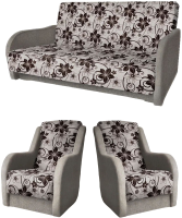 Комплект мягкой мебели Асмана Дачник-1 (рогожка цветок крупный коричневый/рогожка беж) - 