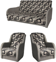 Комплект мягкой мебели Асмана Дачник-1 (рогожка кубики коричневые/рогожка беж) - 