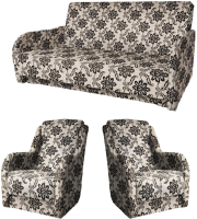 Комплект мягкой мебели Асмана Дачник-1 (рогожка вензель коричневый) - 
