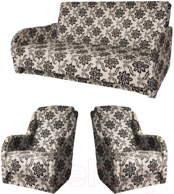 Комплект мягкой мебели Асмана Дачник-1 (рогожка вензель коричневый)