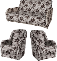 Комплект мягкой мебели Асмана Дачник-1 (рогожка цветок крупный коричневый) - 