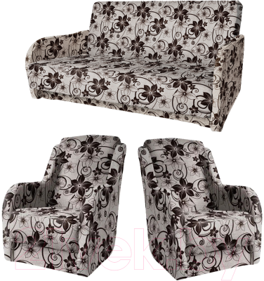 Комплект мягкой мебели Асмана Дачник-1 (рогожка цветок крупный коричневый)