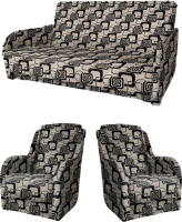 Комплект мягкой мебели Асмана Дачник-1 (рогожка кубики коричневые) - 