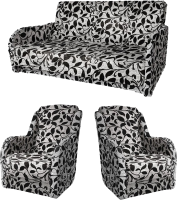 Комплект мягкой мебели Асмана Дачник-1 (рогожка листок черный/рогожка серая) - 