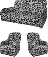 Комплект мягкой мебели Асмана Дачник-1 (рогожка завиток черный) - 