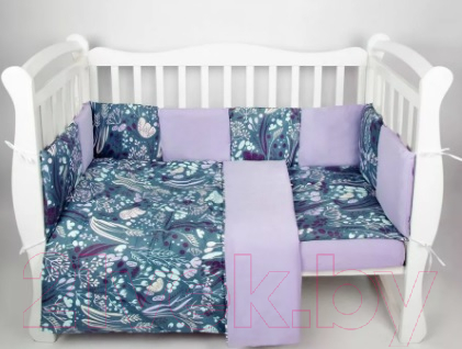 Бортик в кроватку Amarobaby Flower Dreams / AMARO-3112-FD (12 предметов, фиолетовый)