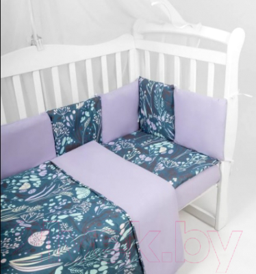 Бортик в кроватку Amarobaby Flower Dreams / AMARO-3112-FD (12 предметов, фиолетовый)