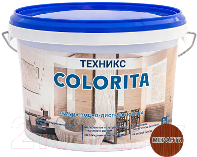 Лазурь для древесины Техникс Colorita ВД-АК-1 (3кг, меранти)
