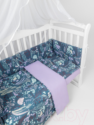 Бортик в кроватку Amarobaby Flower Dreams / AMARO-3104-FD (4 подушки, фиолетовый)