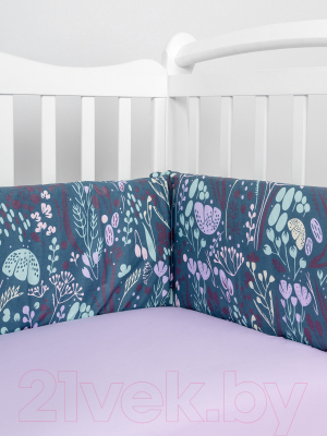 Бортик в кроватку Amarobaby Flower Dreams / AMARO-3104-FD (4 подушки, фиолетовый)
