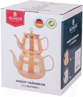 Набор заварочных чайников Agness 889-148 (янтарный)