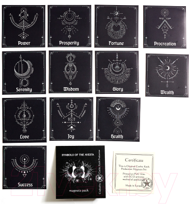 Набор магнитов декоративных Gothic Kotik Production Символы Авесты. Английская версия (12шт)