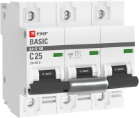 

Выключатель автоматический, Basic ВА 47-100 3P 25А (C) 10kA / mcb47100-3-25C-bas