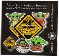 Знак-наклейка на автомобиль Gothic Kotik Production Ребенок в машине Baby Yoda On Board + Стикерпак Мандалорец (2шт) - 