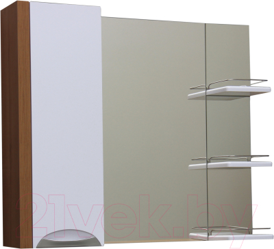 Шкаф с зеркалом для ванной СанитаМебель Камелия-12.85 Д4 (левый, акация)
