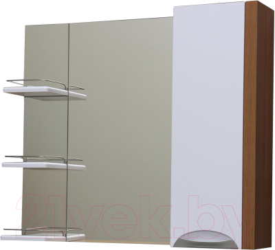 Шкаф с зеркалом для ванной СанитаМебель Камелия-12.85 Д4 (правый, акация)