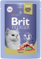 Влажный корм для кошек Brit Premium для взрослых кошек форель в желе / 5050185 (85г) - 