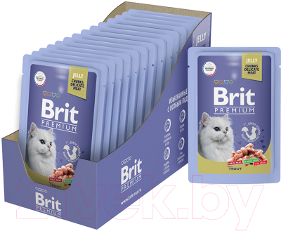 Влажный корм для кошек Brit Premium для взрослых кошек форель в желе / 5050185 (85г)