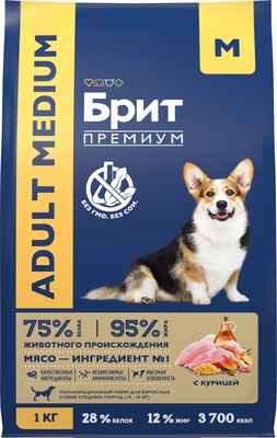 

Сухой корм для собак, Premium Dog Adult Medium Chicken / 5049943