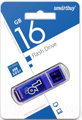 Usb flash накопитель SmartBuy Glossy Series 16GB Blue (SB16GBGSi-B)