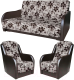 Комплект мягкой мебели Асмана Дачник-1 (рогожка цветок крупный коричневый/кожзам коричневый) - 