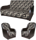 Комплект мягкой мебели Асмана Дачник-1 (рогожка кубики коричневые/кожзам коричневый) - 
