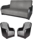 Комплект мягкой мебели Асмана Дачник-1 (рогожка серая/кожзам черный) - 