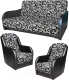 Комплект мягкой мебели Асмана Дачник-1 (рогожка завиток черный/кожзам черный) - 