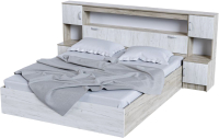 Двуспальная кровать Стендмебель Басса КР-552 (дуб крафт белый/дуб крафт серый) - 