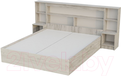 Двуспальная кровать Стендмебель Басса КР-552 (дуб крафт белый/дуб крафт серый)