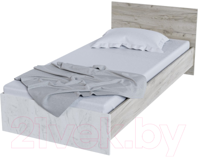 Односпальная кровать Стендмебель Басса КР-554 (дуб крафт белый/дуб крафт серый)