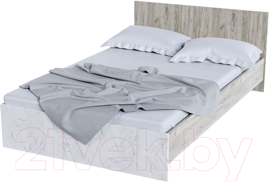 Полуторная кровать Стендмебель Бася КР-556 (дуб крафт белый/дуб крафт серый)