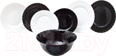 Набор тарелок Luminarc Trianon G8733 (19шт, черный/белый)