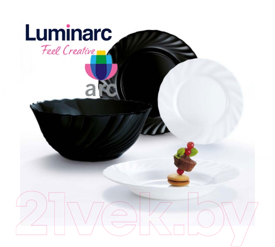 Набор тарелок Luminarc Trianon G8733 (19шт, черный/белый)