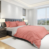 

Комплект постельного белья Amore Mio, Eco Cotton Dots RED-GY 1.5сп / 23988