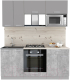 Кухонный гарнитур Интерлиния Мила Лайт 1.8 ВТ (серебристый/бетон/бискайская сосна) - 