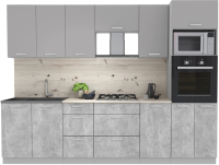 Кухонный гарнитур Интерлиния Мила Лайт 2.8 ВТ (серебристый/бетон/бискайская сосна) - 