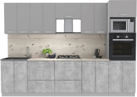 Кухонный гарнитур Интерлиния Мила Лайт 3.0 ВТ (серебристый/бетон/бискайская сосна) - 