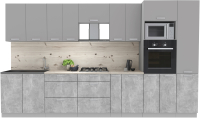 Кухонный гарнитур Интерлиния Мила Лайт 3.6 ВТ (серебристый/бетон/бискайская сосна) - 
