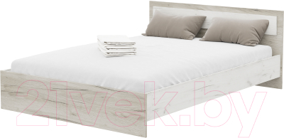 Полуторная кровать Стендмебель Гармония КР-602 140x200 (дуб крафт белый/дуб крафт серый)
