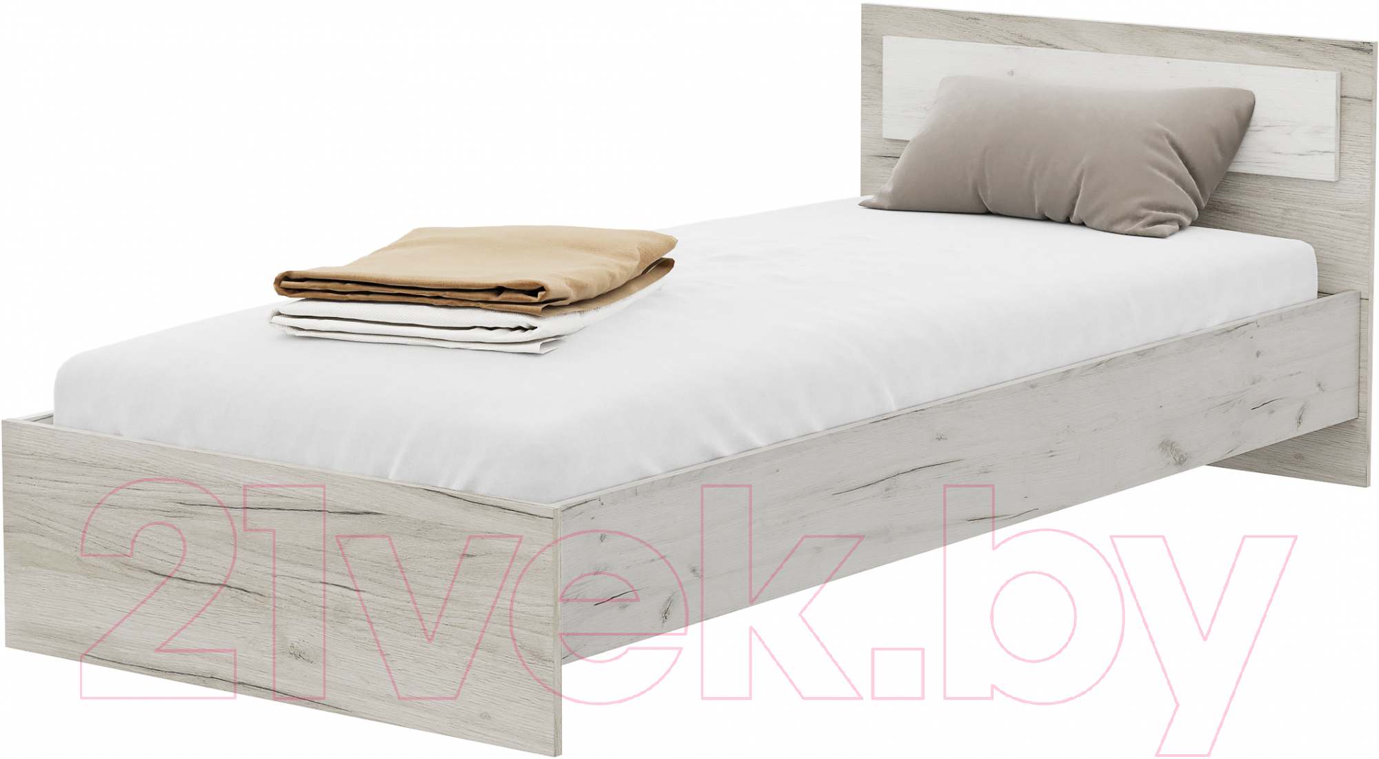 Односпальная кровать Стендмебель Гармония КР-603 90x200 (дуб крафт белый/дуб крафт серый)