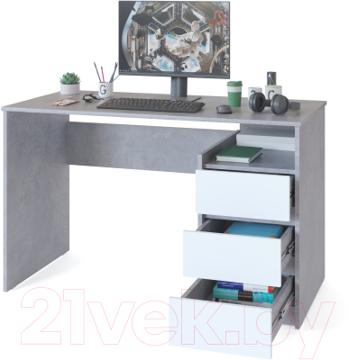 Письменный стол Сокол-Мебель СПм-21 (бетон/белый)