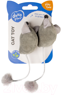 Игрушка для кошек Duvo Plus Мышки плюшевые с кошачьей мятой / 12082/DV (серый)