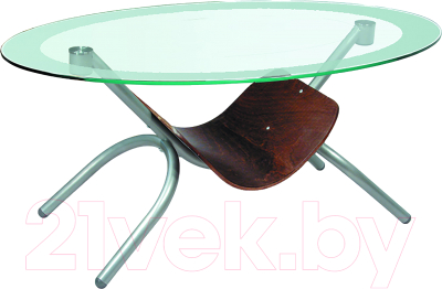 Журнальный столик Мебелик Дуэт 2 (металлик/прозрачный)