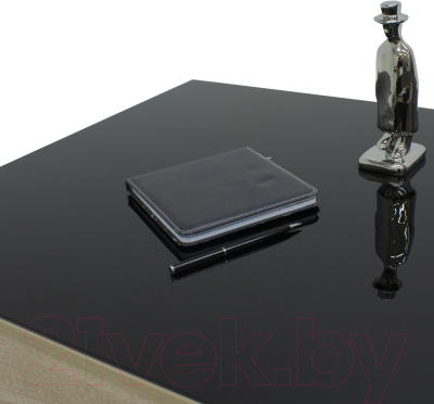 Журнальный столик Мебелик BeautyStyle 26 (сонома/стекло черное)