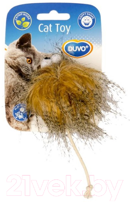Игрушка для кошек Duvo Plus Пушистик с глазками / 1717051 (коричневый) — фото 2
