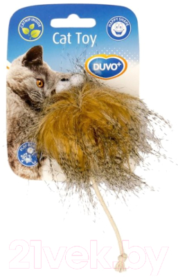 Игрушка для кошек Duvo Plus Пушистик с глазками / 1717051 (коричневый)